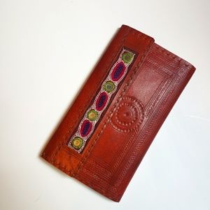 NWT 100% Leather Handmade Embroidered Wallet